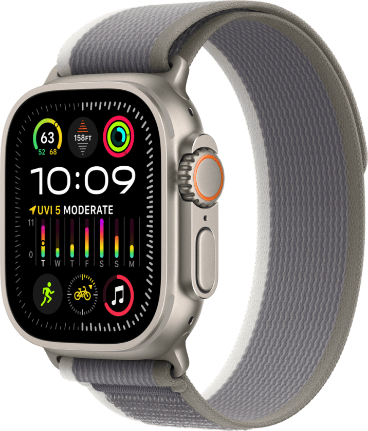 Watch Ultra 2 GPS + Cellular 49mm - Titanium Case with Green/Grey Trail Loop - S/M