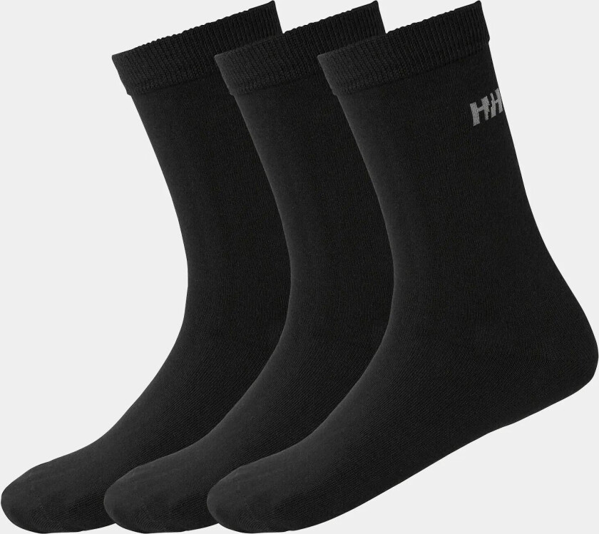 Unisex Everyday Bomull Sokker 3pk Svart 36-38 Hvit36-38