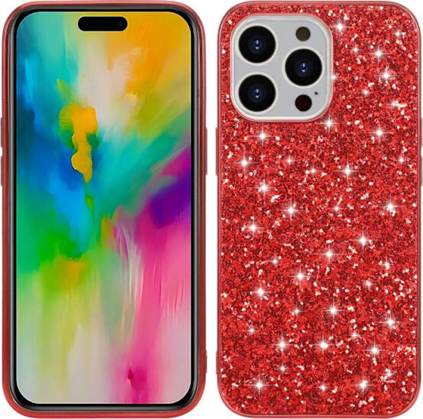 Glitter iPhone 16 Pro Max deksel - Rød