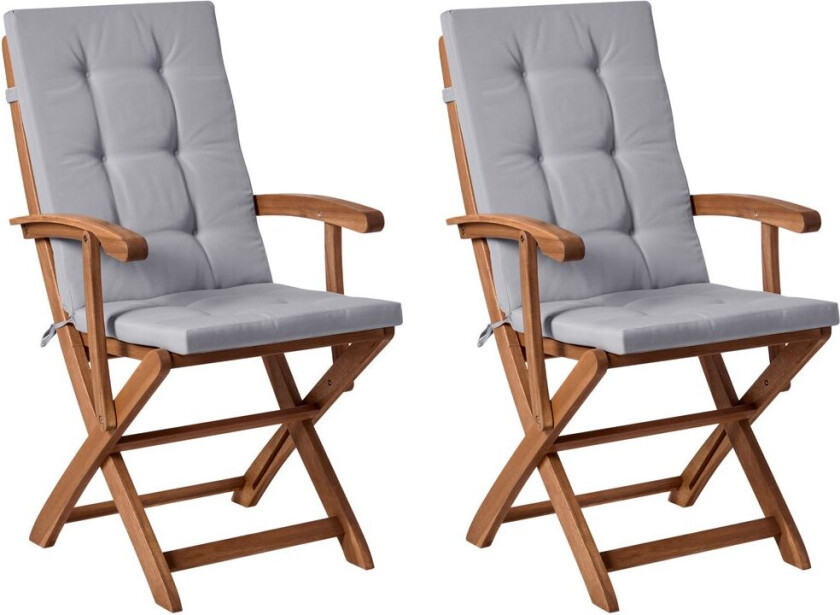 Hagestol Maui Premium 2-pakning - Lyst tre, lysegrå