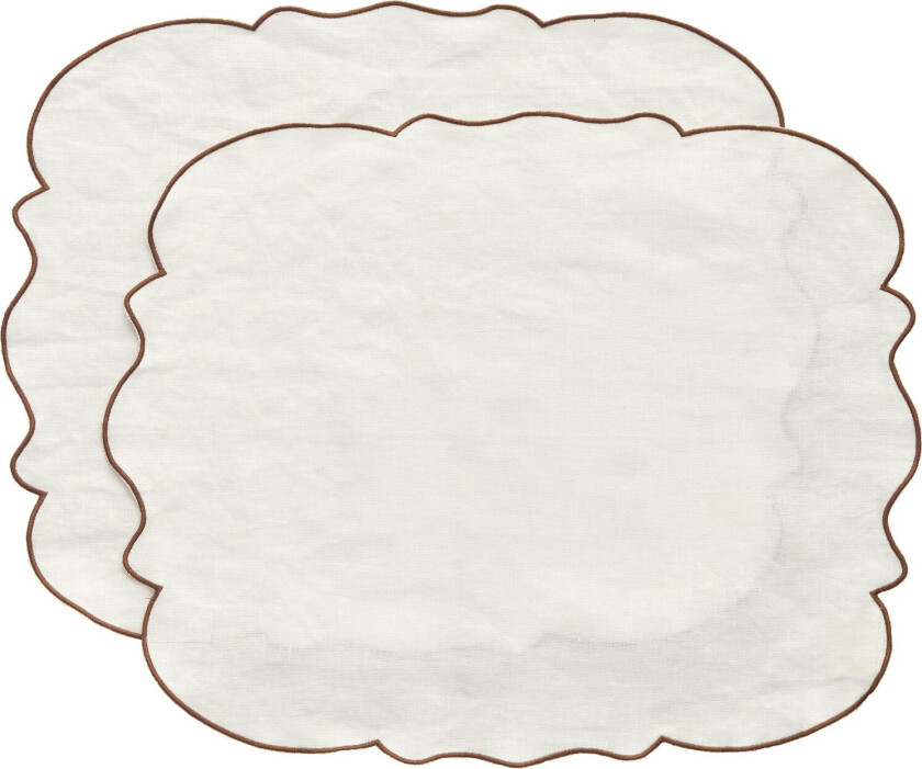 Gia Spisebrikke 35x45 Cm 2-pk Hvit / - Bordbrikker & Glassunderlegg Bomull Brun - ML-21