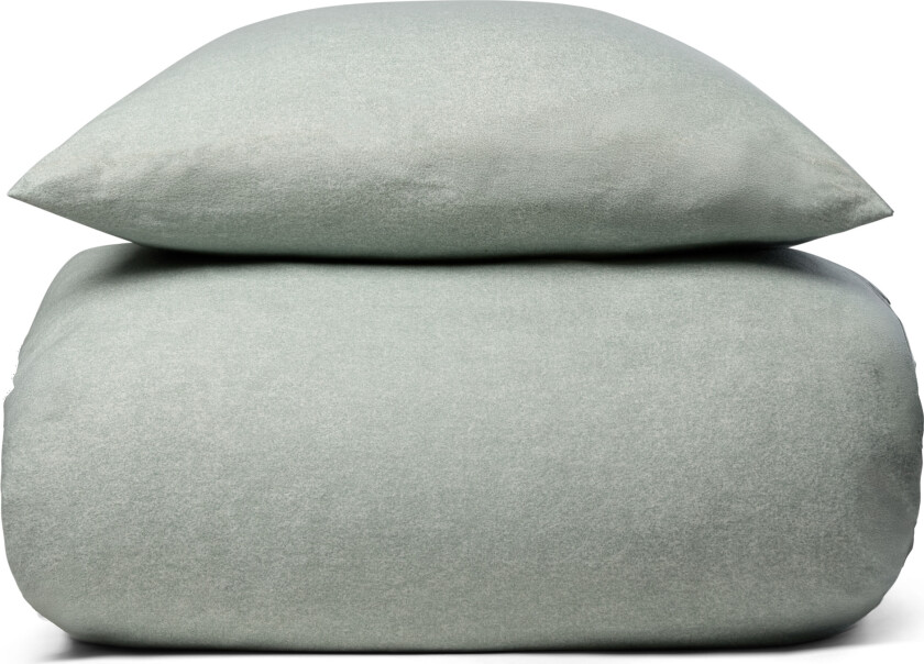 Sängkläder i flanell junior sengetøy 100x140 cm - Mykt ensfarget sengesett - Green Melange - 100% bomullsflanell - By Night sengelinned