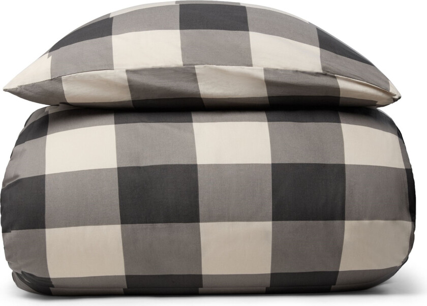 Sengetøy 100 % bomull - 140x200 cm - Grårutet sengesett - Nordstrand Home dynetrekk