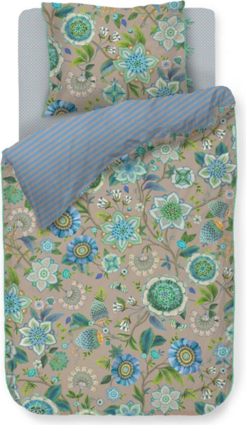 Blomstret sengetøy 140x200 cm - Blått vendbart sengesett i 100% myk bomull - Viva La Vida Blue - Pip Studio sengetøy