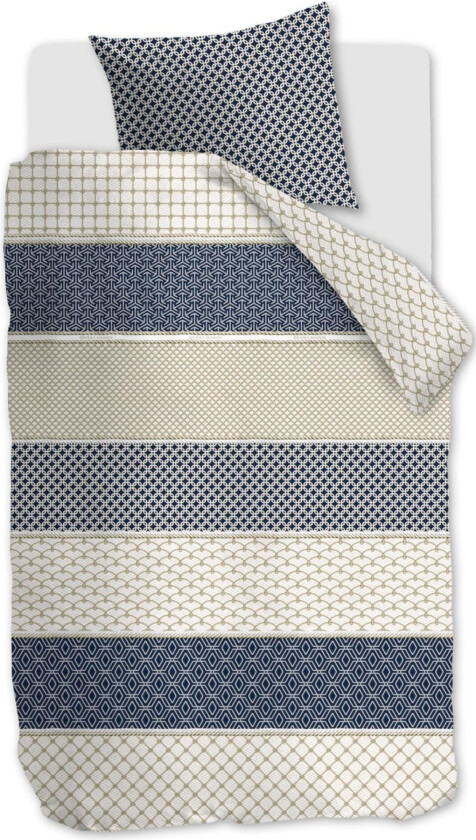 Mønstret sengetøy 140x220 cm - Sengesett i 100% myk bomull - Ropes Navy - Riviéra Maison sengetøy