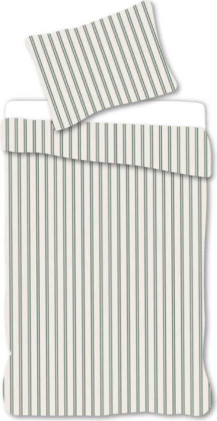 Junior sengetøy 100x140 cm - Hvitt sengesett med grønne striper - 100% mykt bomulls sengetøy