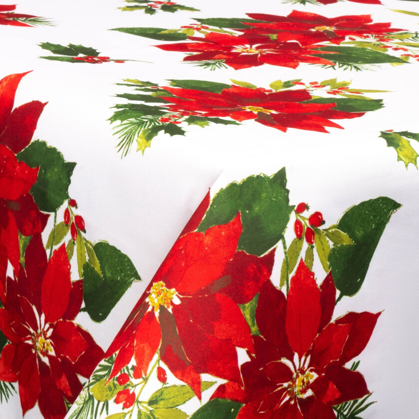 Tekstil voksduk med akrylbelegg - Med julemotiv - Christmas star flower - 140 cm bred - På metermål