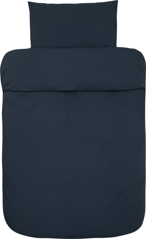 Vevd kreppsengetøy - Mørkeblått sengesett i 100% myk bomull - 140x200 cm - Kreppsengetøy - Ara - Høie Of Scandinavia