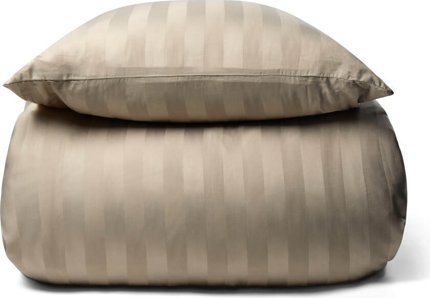 Bambus sengetøy - 140x220 cm - 100% naturlig bambus - Sandfarget, jacquardvevd sengesett med striper