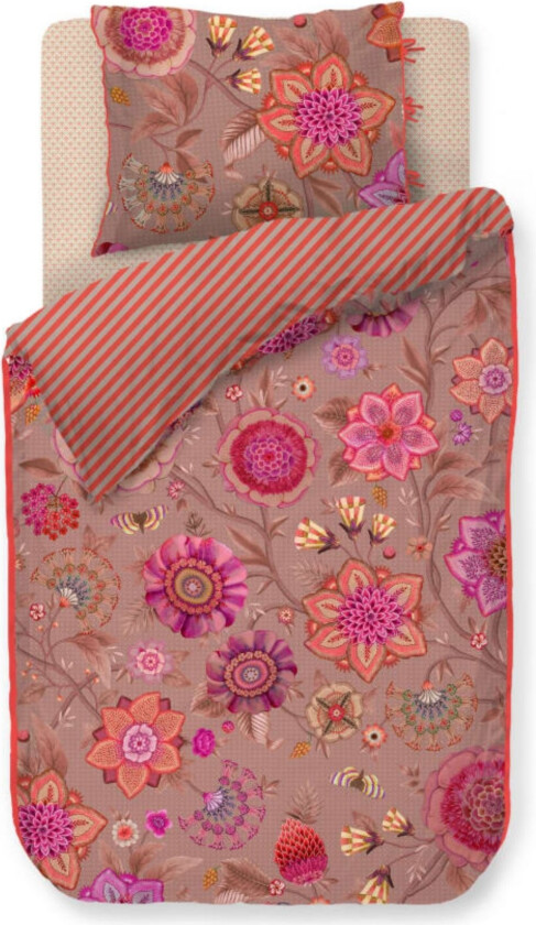 Blomstret sengetøy 140x220 cm - Lyserødt vendbart sengesett i 100% myk bomull - Viva La Vida Pink - Pip Studio sengetøy