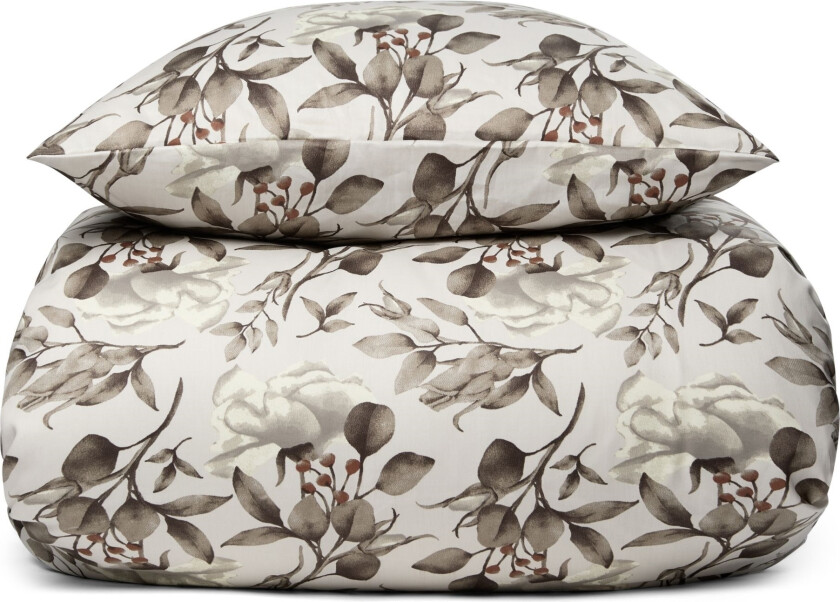 Dobbelt blomstrete sengetøy 200x200 cm - 100% myk bomullssateng - Blossom white - By Night sengesett