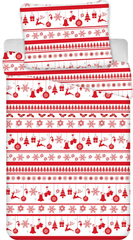 Junior jule sengetøy 100x140 cm - Jule sengesett med juleikoner - 100% bomulls sengetøy