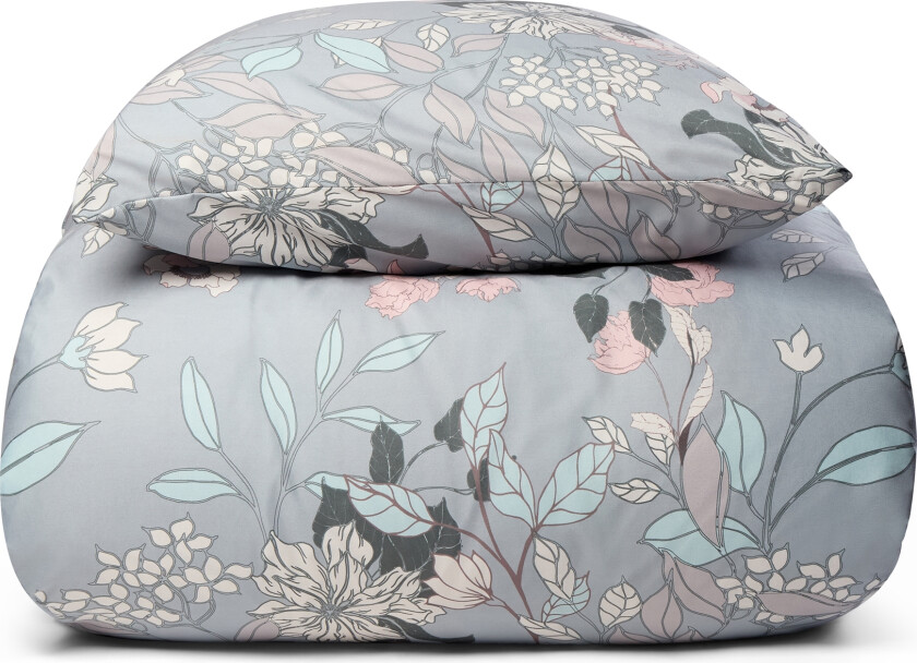 Blomstret kingsize sengetøy 240x220 cm - Støvet blått microfiber sengesett - IN Style sengetøy