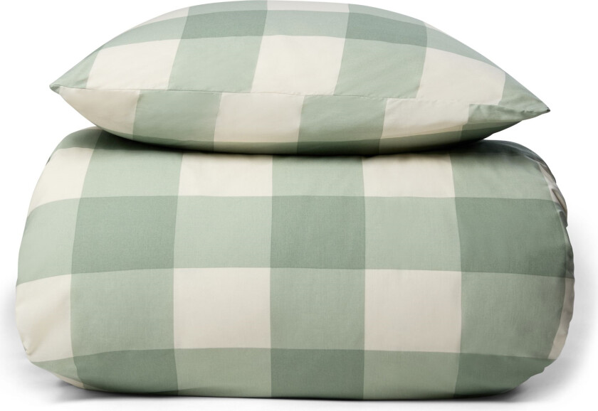 Dobbelt sengetøy 100% bomull - 200x220 cm - Grønn rutet sengesett - Nordstrand Home dynetrekk