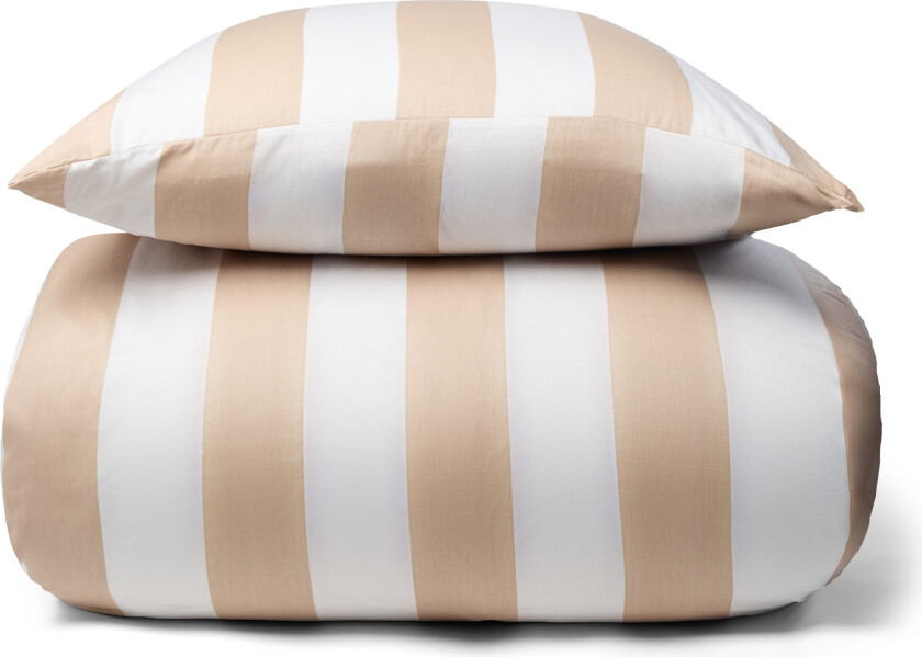 Sengetøy i 100% myk og luksuriøs bomullssateng - Vakre naturfarget striper - 140x200 cm - Nordic Stripe sengesett fra By Night