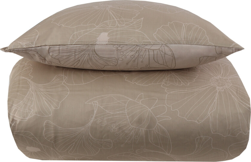 Sengetøy king size - 240x220 cm - Vendbart design i 100 % bomullssateng - Big Flower sand - Sengesett fra By Night