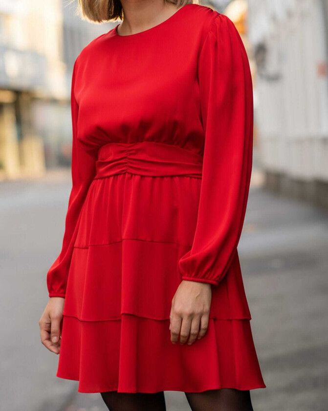 Kjole Diane Round Satin, M, Kjole Rød M