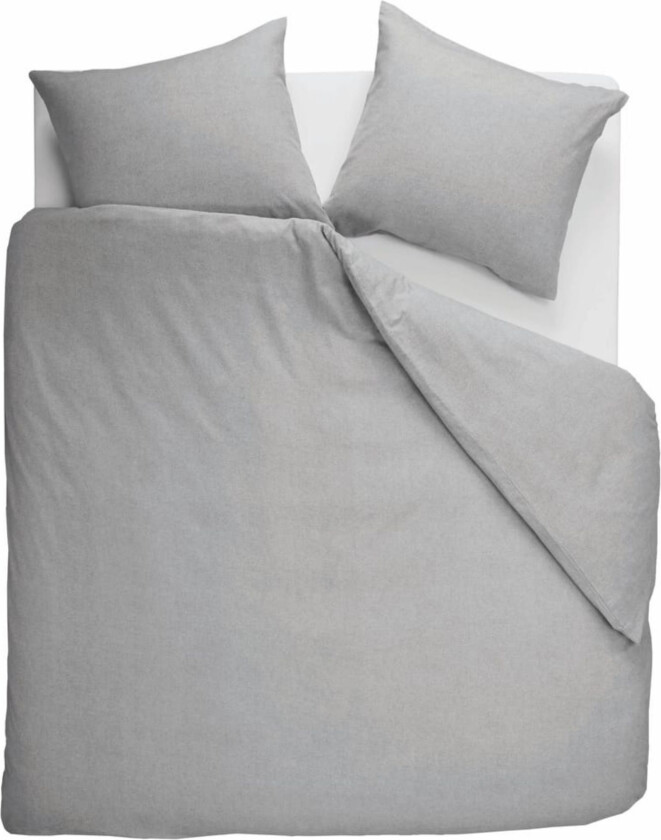 Sängkläder i flanell 140x220 cm - Lysegrått ensfarget sengesett - 100% bomullsflanell - Frost Beddinghouse sengetøy