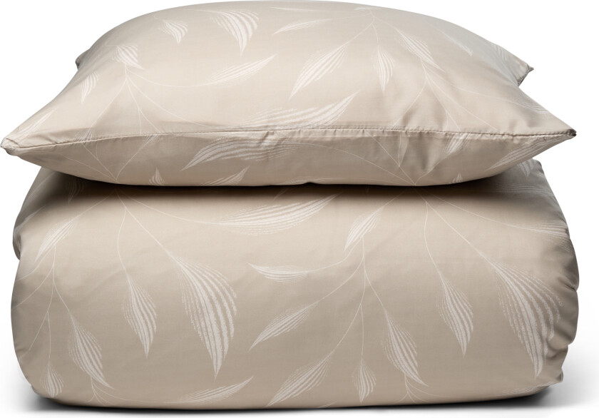 Dobbelt sengetøy 200x220 cm - Beige sengesett med blader - Mikrofiber sengetøy - IN Style