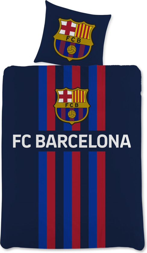 FC Barcelona sengetøy - Sort vendbart sengesett med logo - 140x200 cm - 100% bomulls sengetøy - Fotball sengetøy