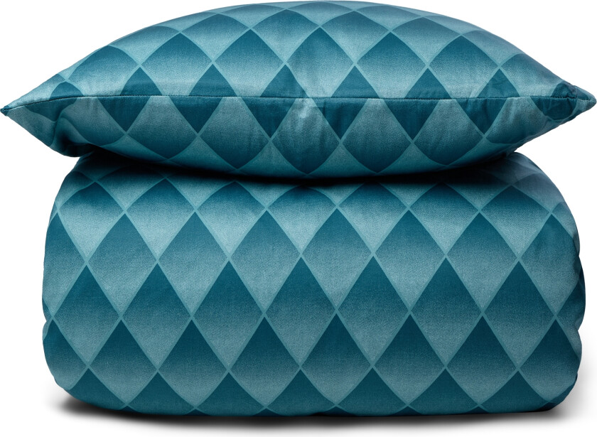 Sengetøy i 100% myk og luksuriøs bomullssateng - 140x220 cm - Harlekinmønster i en vakker blå farge - Sengesett fra By Night