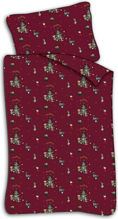 Junior julesengetøy 100x140 cm - Jule sengesett med julemus som pynter opp - 100% mykt bomulls sengetøy