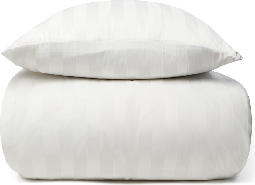 Bambus sengetøy - 140x220 cm - 100% naturlig bambus - Hvitt, jacquardvevd sengesett med striper