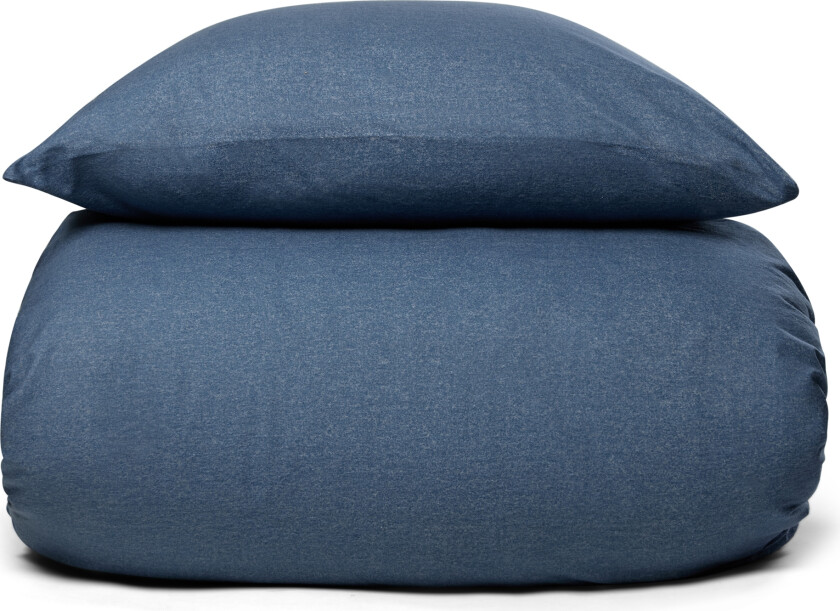 Sängkläder i flanell junior sengetøy 100x140 cm - Mykt ensfarget sengesett - Blue Melange - 100% bomullsflanell - By Night sengelinned