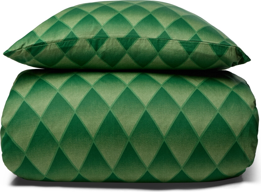 Sengetøy i 100% myk og luksuriøs bomullssateng - 240x220 cm - Harlekinmønster i en vakker grønn farge - Sengesett fra By Night
