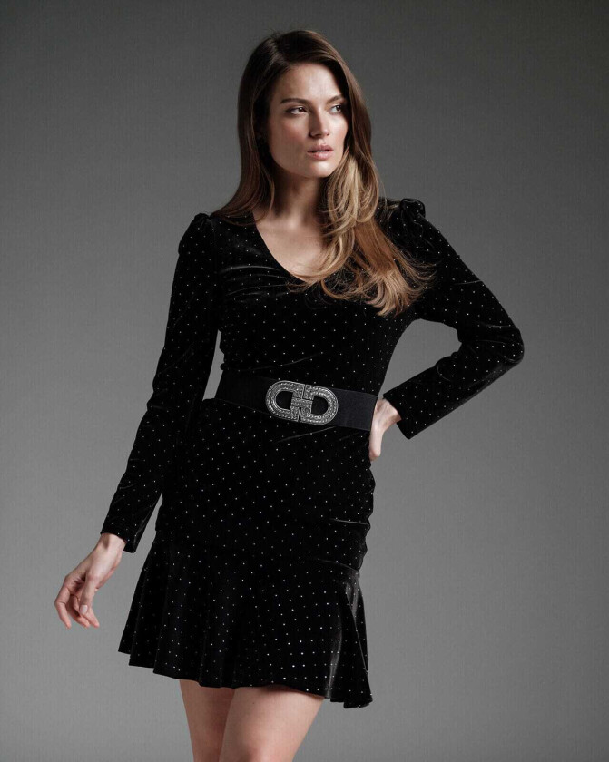 Kjole Adra Star Velvet, XXL, Kjole Svart XXL