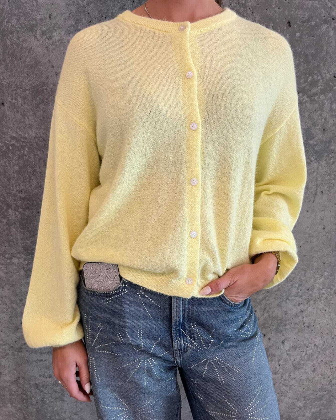 Strikket Cardigan Naomi, S, Cardigan Gul S