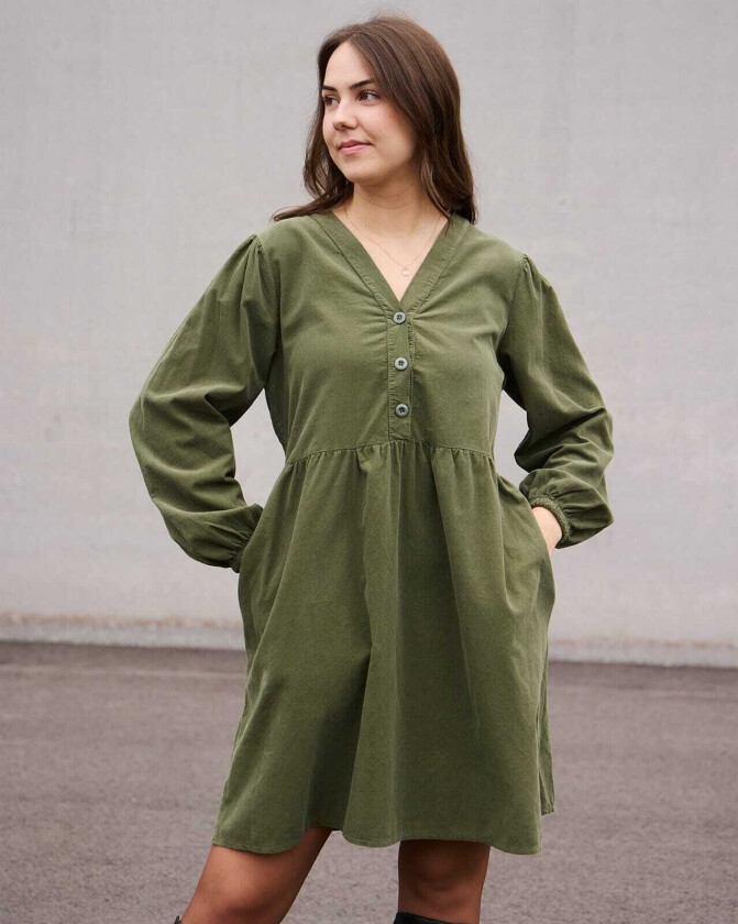 Kjole Ronda Babycord, L, Kjole Grønn L