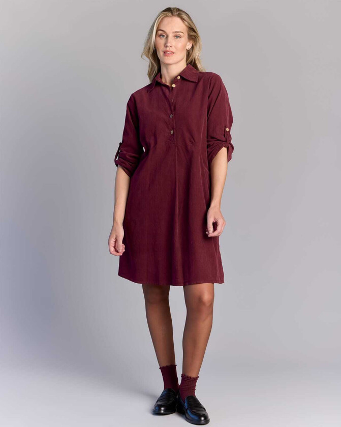 Skjortekjole Randi Babycord, XL, Kjole Rød XL