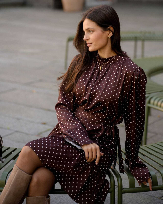 Kjole Pepina Polka, S, Kjole Brun S