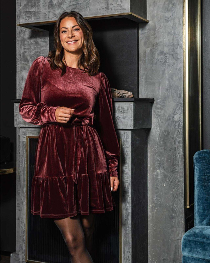 Kjole Emily Velvet, XL, Kjole Rød XL