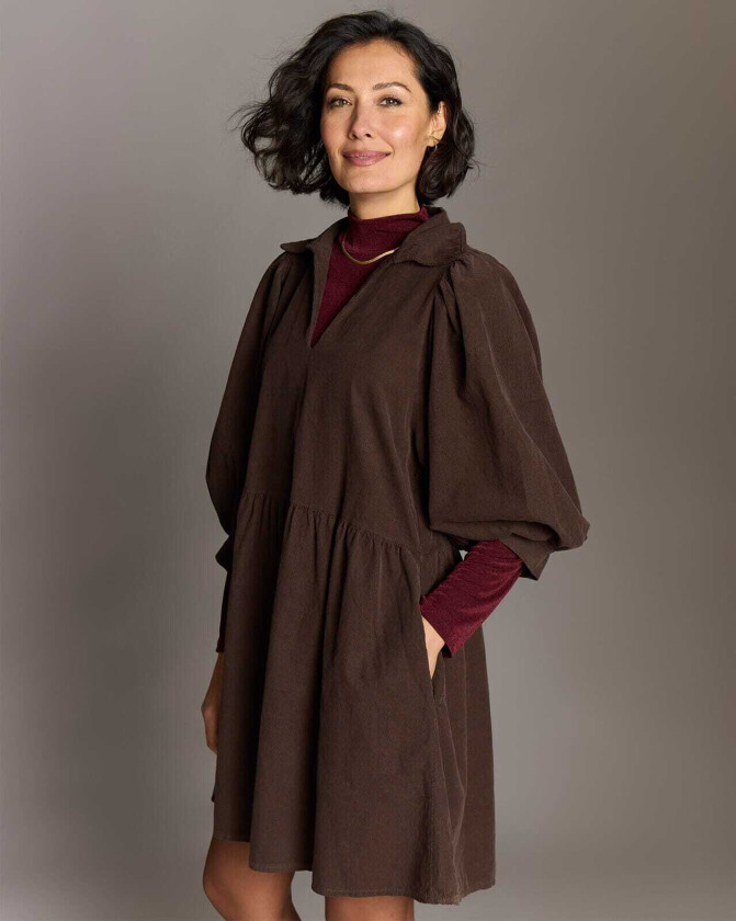 Kjole Larina Babycord, L, Kjole Brun L