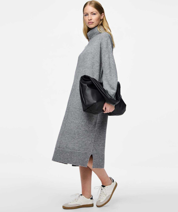 Strikkekjole Malou Rollneck, S, Kjole Grå S