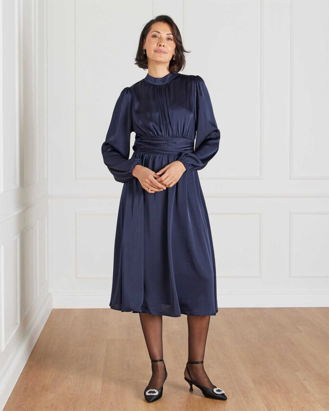 Midikjole Aliba Satin, XS, Kjole Blå XS