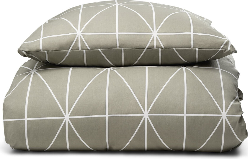 Sengetøy 100% bomull - 140x220 cm - Grønt sengesett med harlekinmønster - Nordstrand Home dynetrekk