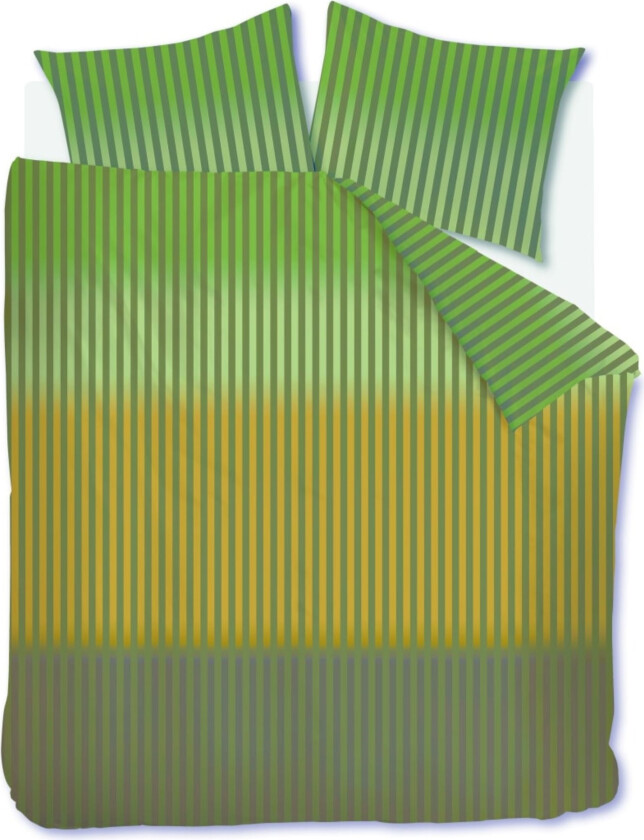 Stripet dobbelt sengetøy 200x220 cm - Grønt sengesett i 100% ranforce bomull - Jonah Beddinghouse sengetøy