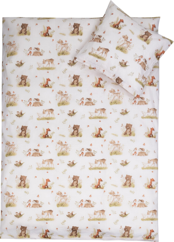 Sengetøy 70x100 cm - Baby sengesett med hjorter og bjørner - 100% bomulls sengetøy - Nordstrand Home