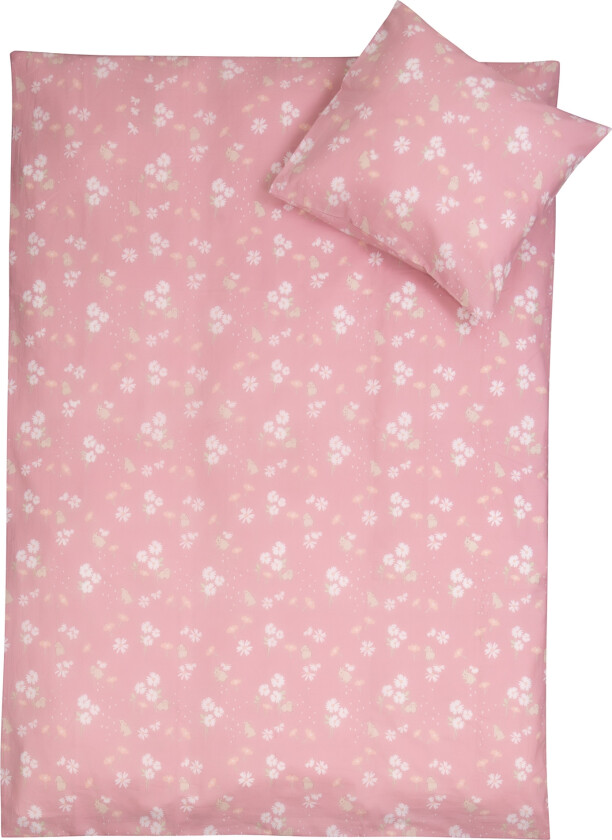 Junior sengetøy 100x140 cm - Lyserødt junior sengesett med kaniner - 100% mykt bomulls sengetøy - Nordstrand Home