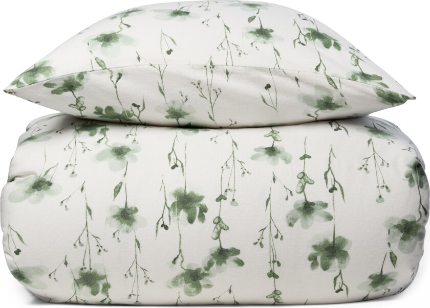 Flanell sengetøy 150x210 cm - Mykt blomstret sengesett - 100% bomullsflanell - By Night sengetøy