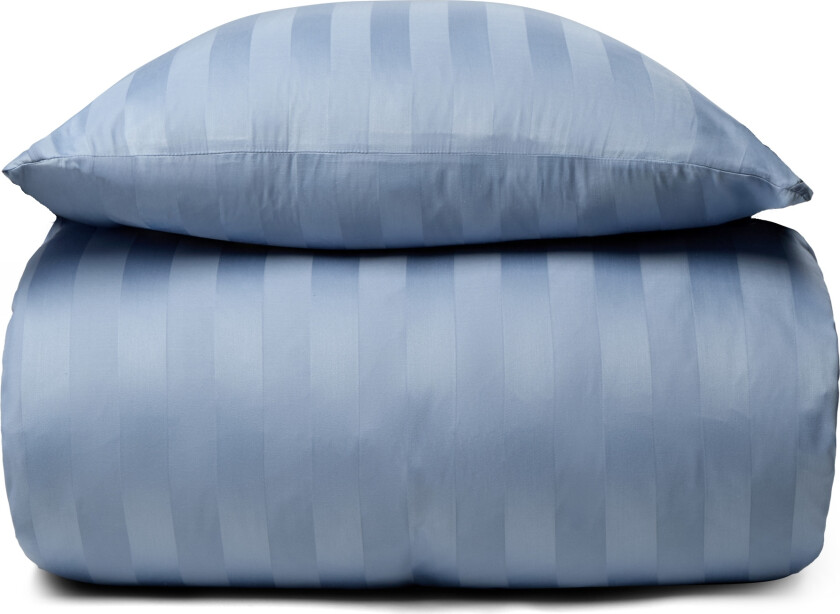 Bambus sengetøy - 140x220 cm - 100% naturlig bambus - Blått, jacquardvevd sengesett med striper