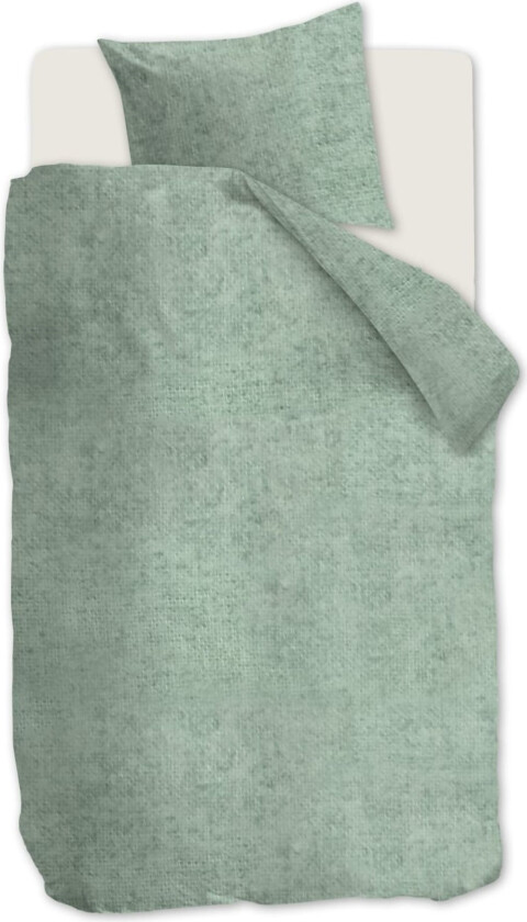 Sängkläder i flanell 140x220 cm - Grågrønt ensfarget sengesett - 100% bomullsflanell - Frost Beddinghouse sengetøy