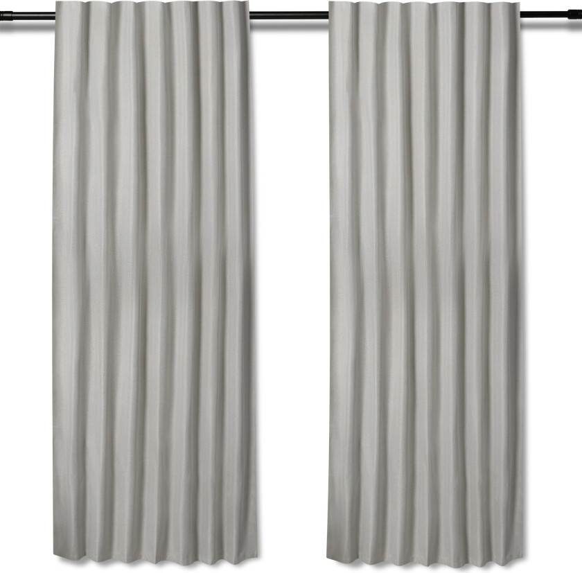 Gardiner - 1 stk. ferdigsydde gardiner 140x175 cm - Lysegrå - Tykt gardin / lysdempende gardin - Nordstrand Home gardinlengder med rynkebånd
