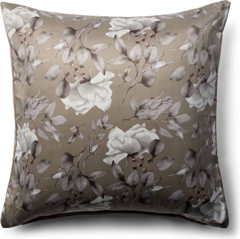 Bilde av Blomstret putetrekk 60x63 cm - Brunt hodeputetrekk i vendbart design - Satin putetrekk - IN Style