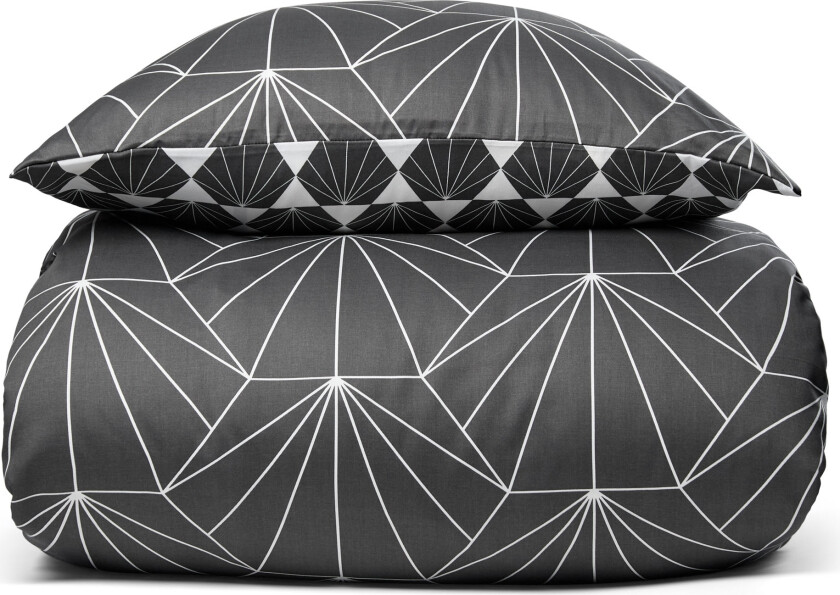 Sateng sengesett - 140x220 cm - Hexagon grå - 100% Bomullssateng