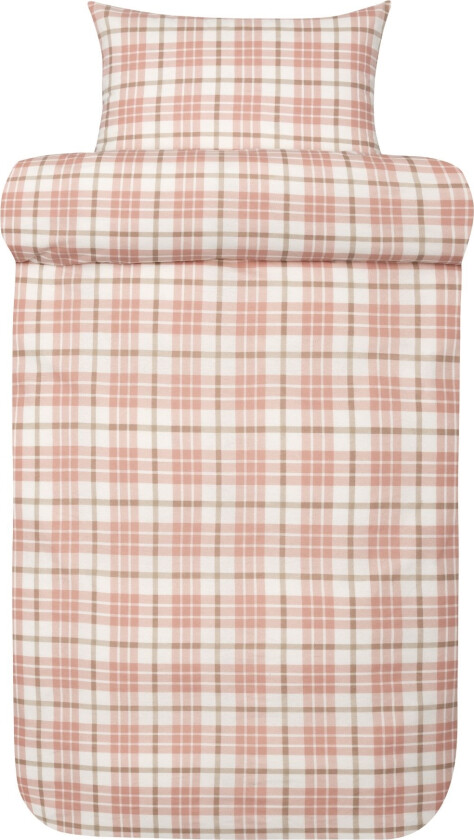Sängkläder i flanell 140x220 cm - Lyserødt rutet sengesett - 100% bomullsflanell - Lukas Høie of Scandinavia sengetøy
