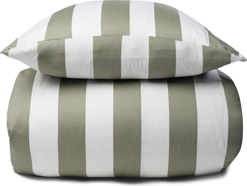 Sengetøy i 100% myk og luksuriøs bomullssateng - 200x220 cm - Vakre grønne striper - Nordic Stripe sengesett fra By Night